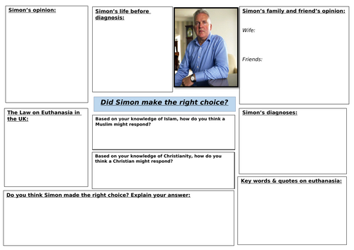 Euthanasia: Simon's Choice Worksheet
