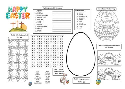 Easter Fun Activity Worksheet (cover lesson)