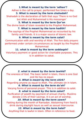 WJEC Islamic Key Word WigWam