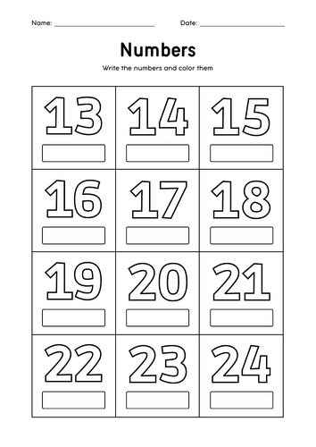 number from 13 to 24