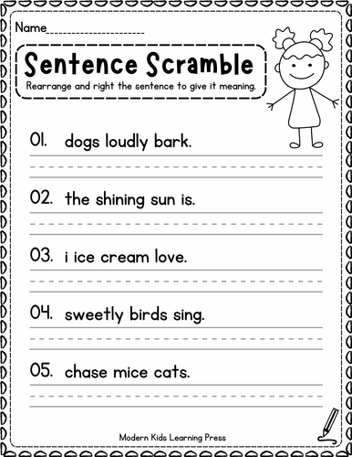 100 Sentence Building Worksheet for Kindergarten