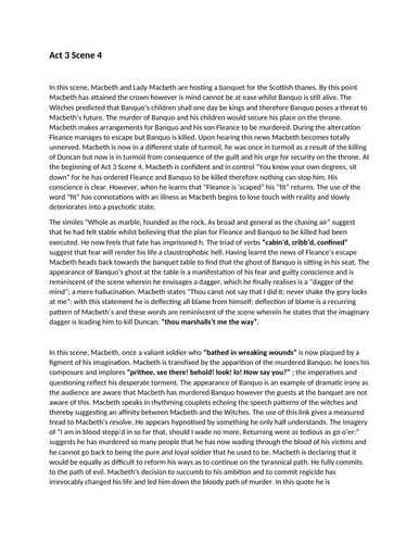 GCSE ENGLISH LITERATURE a bundle of revision notes "Macbeth"