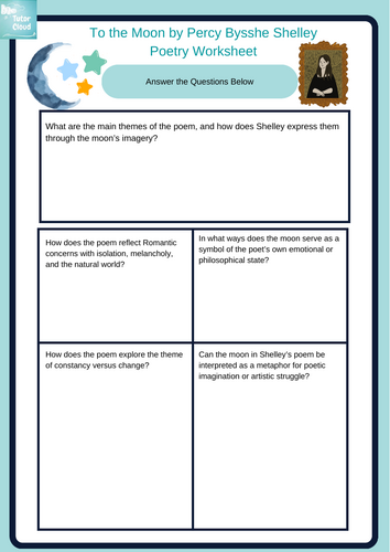 To the Moon by Percy Bysshe Shelley Poetry Worksheet