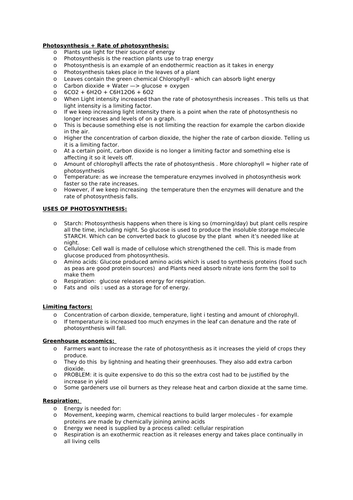 AQA GCSE BIOLOGY TOPIC 4 NOTES