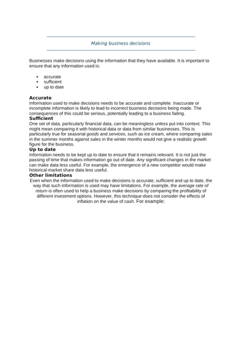 OCR Business - UNIT 7 - ARR