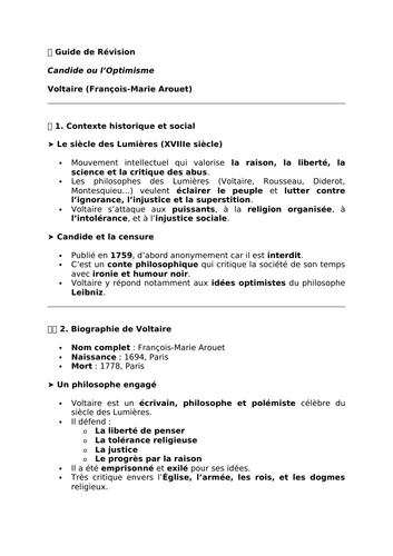 Candide by Voltaire - Essential Revision Guide - A Level French