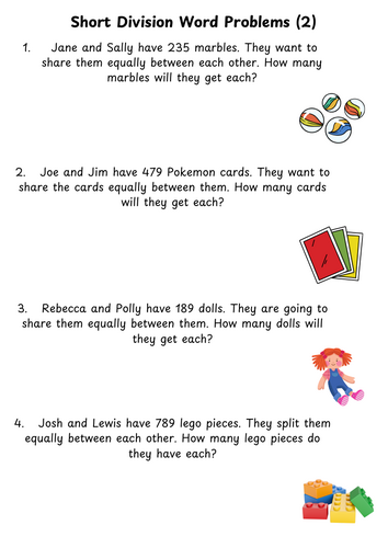 Dividing by 2 and 3 Short Division Word Problems