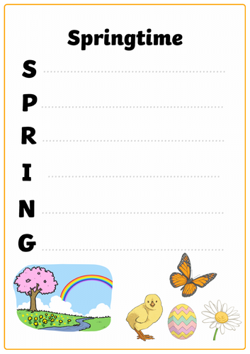 Spring Acrostic Poem Writing Frame