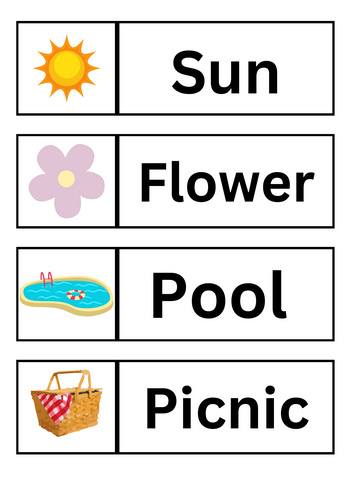 Summer word cards