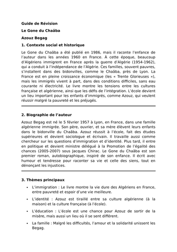 Le Gone du Chaâba - Azouz Begag - Essential Guide - A Level French