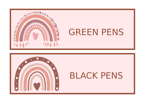 Notice Board Labels (Neutral Boho Rainbow)