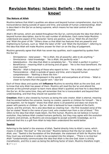Islam Revision Guide - AQA GCSE RE