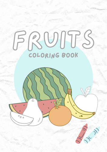 White Simple Fruits Coloring Book Worksheet