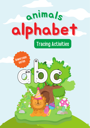 Animals Alphabet Lowercase Tracing Activities Workbook  Colorful Cute and Funny Style