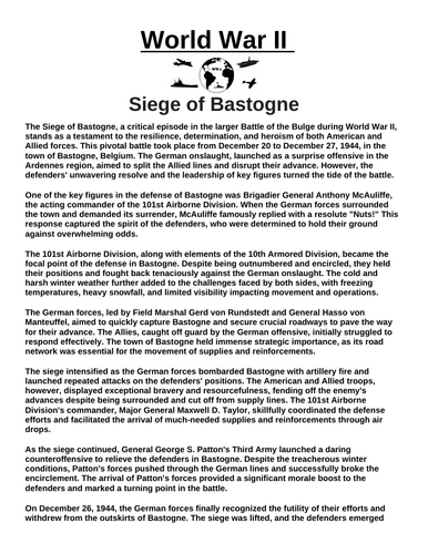 Siege of Bastogne “Article & Questions” Assignment (World War II)