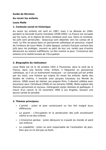 Au revoir les enfants - Louis Malle - Essential Guide