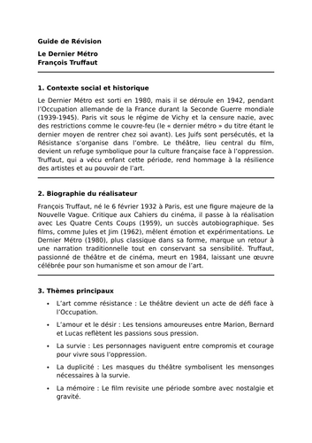 Le Dernier Métro - François Truffaut - Essential Guide