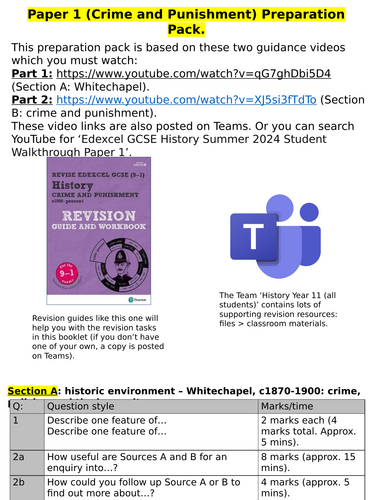 Edexcel GCSE History 'Paper 1 Preparation Pack'