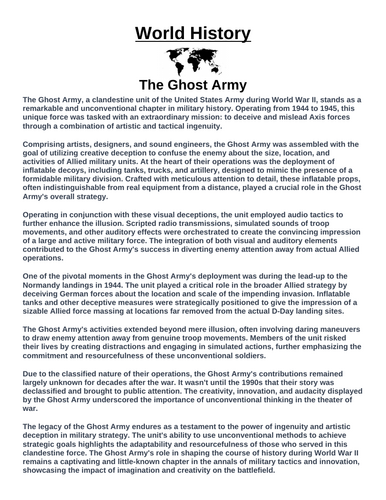 The Ghost Army “Article & Questions” Assignment (World War II)