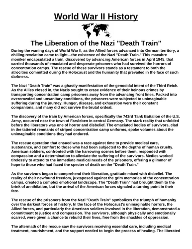 The Liberation of the Nazi Death Train “Article & Questions” Assignment (World War II)