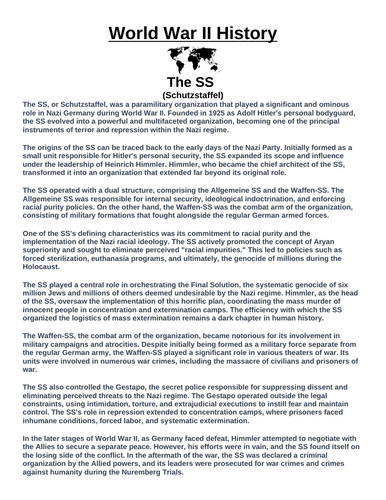 The SS (Schutzstaffel) “Article & Questions” Assignment (World War II)
