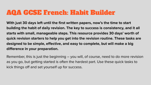 GCSE French: Habit Builder