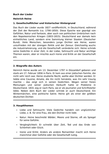 Buch der Lieder -  Heinrich Heine - Essential Guide