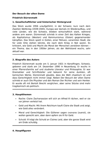 Der Besuch der alten Dame - Friedrich Dürrenmatt - Essential Study Guide