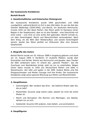 Der kaukasische Kreidekreis - Bertolt Brecht - Essential Study Guide
