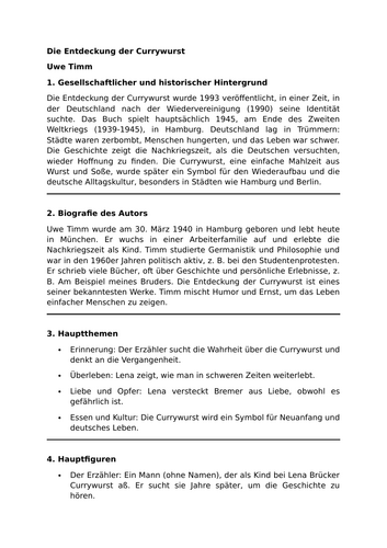 Die Entdeckung der Currywurst  - Uwe Timm - Essential Guide