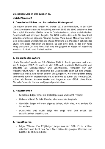 Die neuen Leiden des jungen W. - Ulrich Plenzdorf - Essential Guide