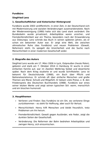 Fundbüro - Siegfried Lenz - Essential Guide