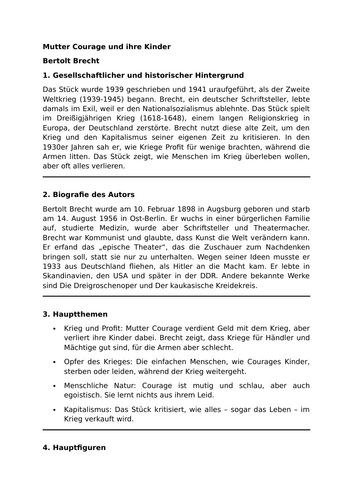 Mutter Courage und ihre Kinder - Bertolt Brecht - Essential Guide