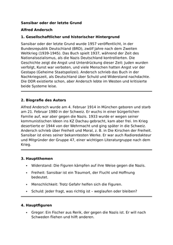 Sansibar oder der letzte Grund  - Alfred Andersch - Essential Guide