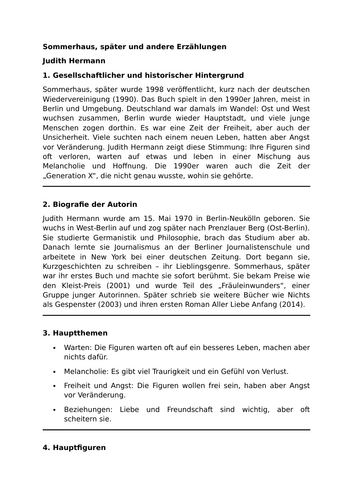 Sommerhaus, später und andere Erzählungen - Judith Hermann - Essential Guide
