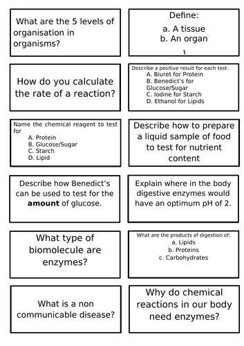 B2 revision flash cards, AQA GCSE Biology/Combined science  (Trilogy)