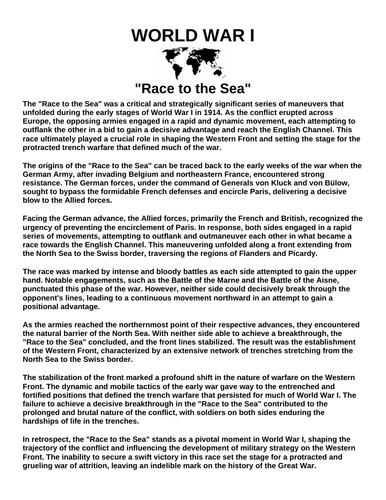 "Race to the Sea" Article & Questions Assignment (World War I)