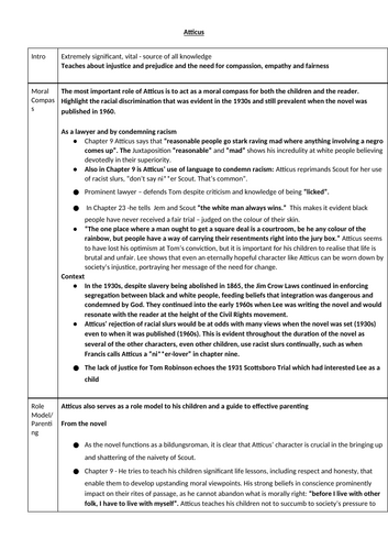 To Kill A Mockingbird Essay Plan - Atticus