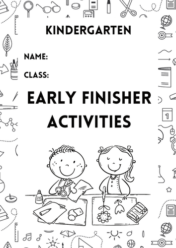 Kindergarten Early Finisher Activities Pack – Black & White No-Prep Worksheets