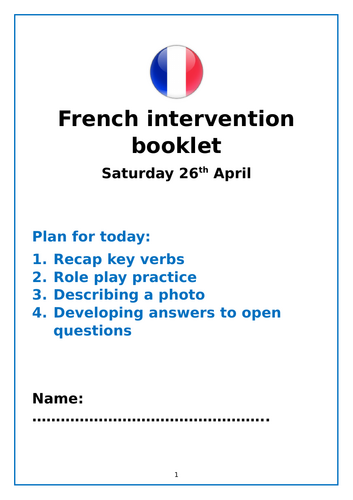 French GCSE Foundation speaking intervention booklet