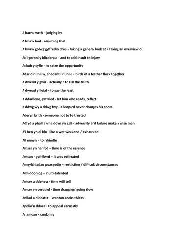 CYMRAEG IAITH GYNTAF: SAFON UWCH: ymadroddion ar gyfer ysgrifennu traethawd uchelgeisiol