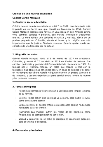 Crónica de una muerte anunciada - Gabriel García Márquez - Essential Guide