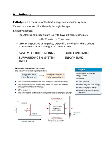 9 Enthalpy changes (A-level notes for OCR)