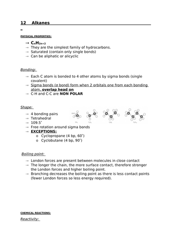 12 Alkanes (A-level student notes for OCR)