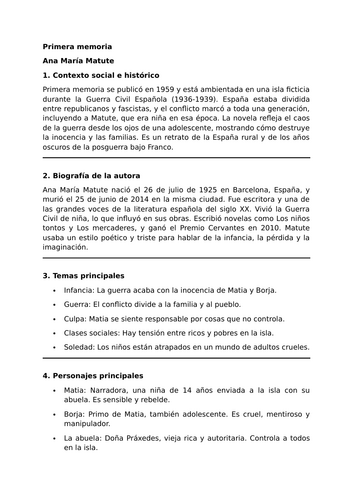 Primera memoria - Ana María Matute - Essential Guide