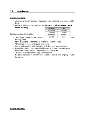 15 Haloalkanes (A-level notes for OCR)