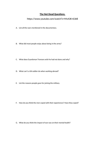 'The Not Dead' Questions