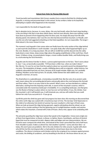 Extracts from Echo by Thomas Olde Heuvelt