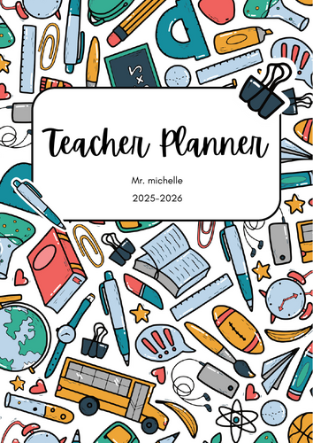 Teacher Planner in Green and Blue 2025-2026