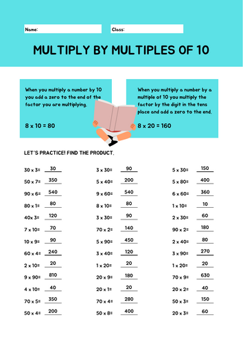 math quiz 3rd Grade Multiples of 10 Worksheet